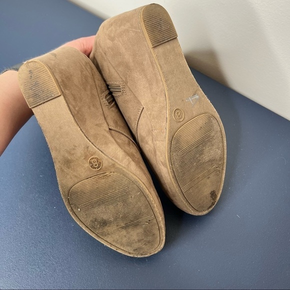 Merona Tan Brown Faux Suede Lace-Up Wedge High Heel Ankle Boot Size 8 - Picture 10 of 16